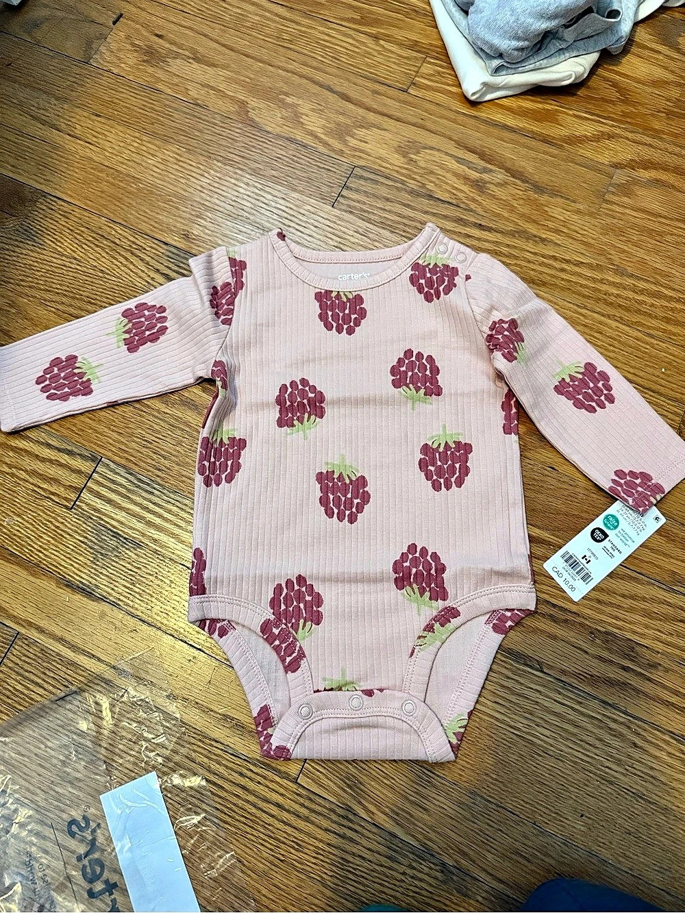 Carter's Floral Long Sleeve Bodysuit in Pink Baby 6M NWT